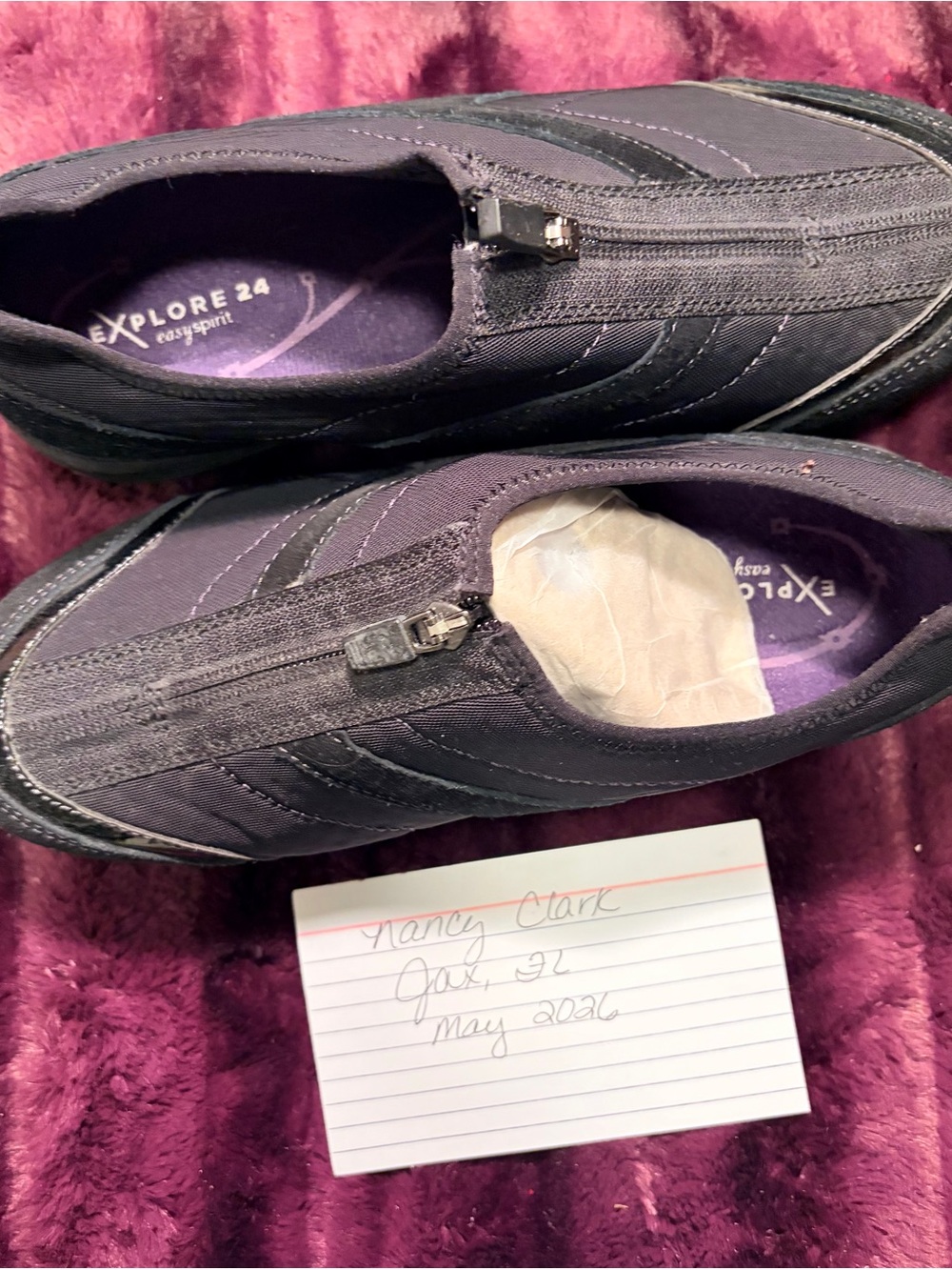 Easy Spirit Explore 24 Women's Slip-On Sneakers in Purple and Black